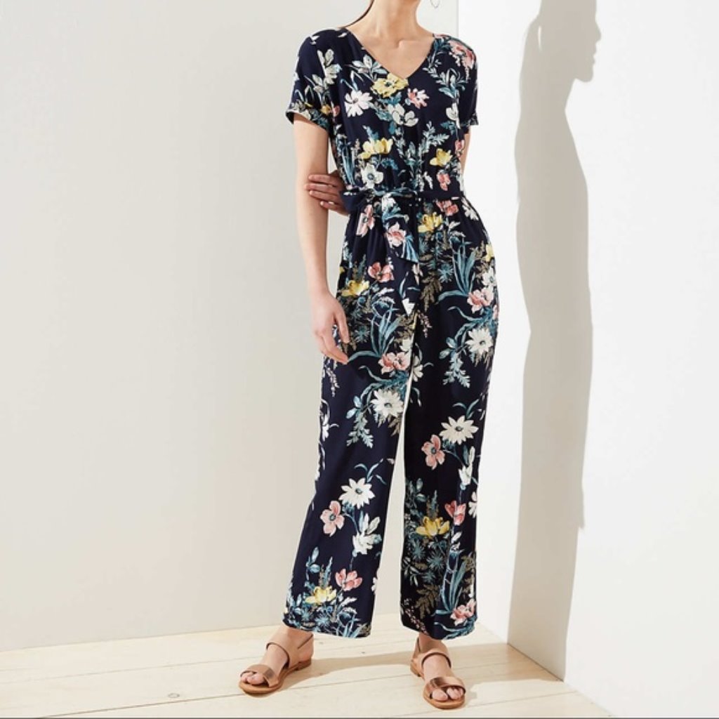 Loft Women's Nwt Bouquet Short Sleeve Jumpsuit